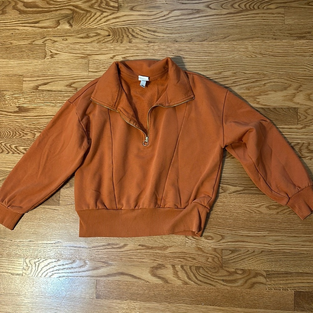 Burnt orange half zip up sweater